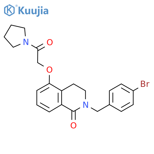 2-(4-bromophenyl)methyl-5-2-oxo-2-(pyrrolidin-1-yl)ethoxy-1,2,3,4-tetrahydroisoquinolin-1-one structure