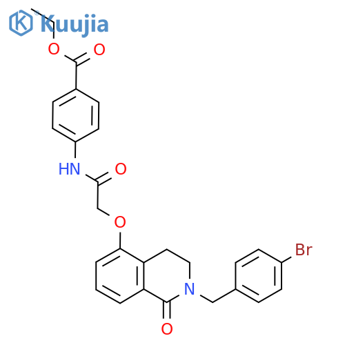 ethyl 4-2-({2-(4-bromophenyl)methyl-1-oxo-1,2,3,4-tetrahydroisoquinolin-5-yl}oxy)acetamidobenzoate structure
