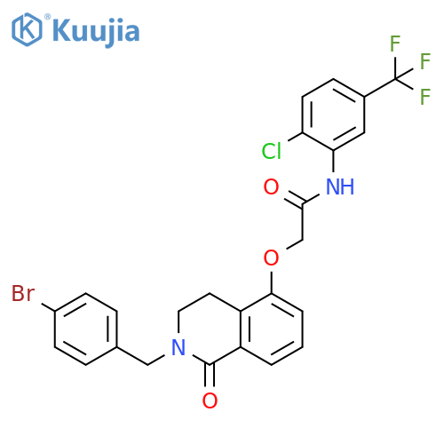2-({2-(4-bromophenyl)methyl-1-oxo-1,2,3,4-tetrahydroisoquinolin-5-yl}oxy)-N-2-chloro-5-(trifluoromethyl)phenylacetamide structure