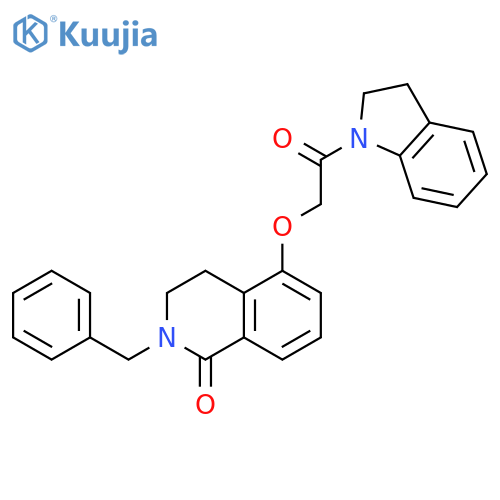 2-benzyl-5-2-(2,3-dihydro-1H-indol-1-yl)-2-oxoethoxy-1,2,3,4-tetrahydroisoquinolin-1-one structure