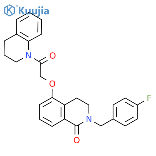 2-(4-fluorophenyl)methyl-5-2-oxo-2-(1,2,3,4-tetrahydroquinolin-1-yl)ethoxy-1,2,3,4-tetrahydroisoquinolin-1-one structure