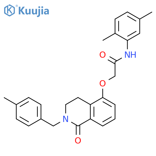 N-(2,5-dimethylphenyl)-2-({2-(4-methylphenyl)methyl-1-oxo-1,2,3,4-tetrahydroisoquinolin-5-yl}oxy)acetamide structure
