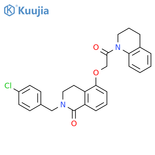2-(4-chlorophenyl)methyl-5-2-oxo-2-(1,2,3,4-tetrahydroquinolin-1-yl)ethoxy-1,2,3,4-tetrahydroisoquinolin-1-one structure