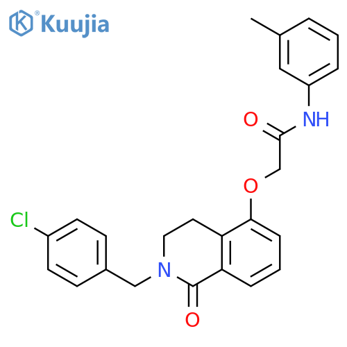 2-({2-(4-chlorophenyl)methyl-1-oxo-1,2,3,4-tetrahydroisoquinolin-5-yl}oxy)-N-(3-methylphenyl)acetamide structure