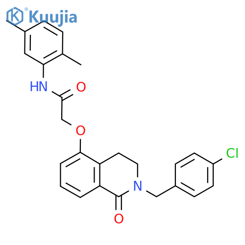 2-({2-(4-chlorophenyl)methyl-1-oxo-1,2,3,4-tetrahydroisoquinolin-5-yl}oxy)-N-(2,5-dimethylphenyl)acetamide structure