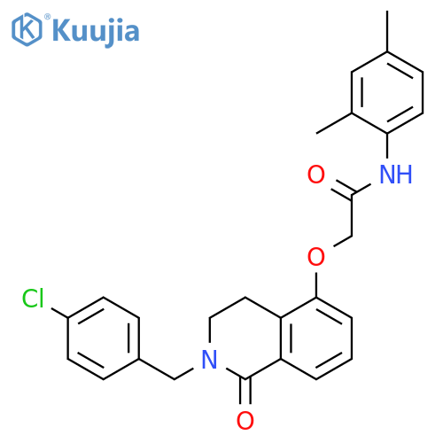 2-({2-(4-chlorophenyl)methyl-1-oxo-1,2,3,4-tetrahydroisoquinolin-5-yl}oxy)-N-(2,4-dimethylphenyl)acetamide structure
