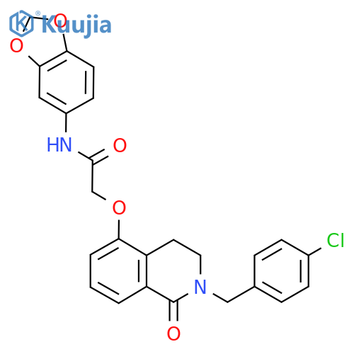 N-(2H-1,3-benzodioxol-5-yl)-2-({2-(4-chlorophenyl)methyl-1-oxo-1,2,3,4-tetrahydroisoquinolin-5-yl}oxy)acetamide structure