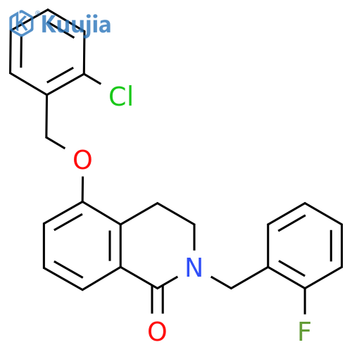 5-(2-chlorophenyl)methoxy-2-(2-fluorophenyl)methyl-1,2,3,4-tetrahydroisoquinolin-1-one structure