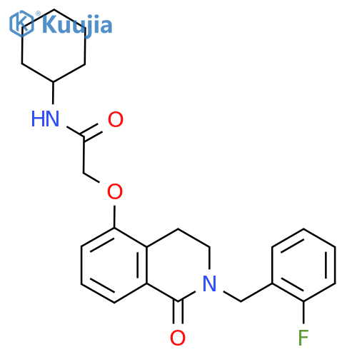 N-cyclohexyl-2-({2-(2-fluorophenyl)methyl-1-oxo-1,2,3,4-tetrahydroisoquinolin-5-yl}oxy)acetamide structure