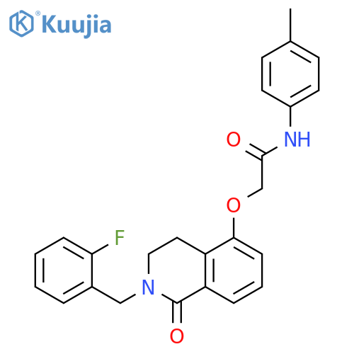 2-({2-(2-fluorophenyl)methyl-1-oxo-1,2,3,4-tetrahydroisoquinolin-5-yl}oxy)-N-(4-methylphenyl)acetamide structure
