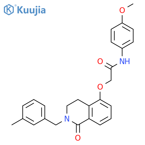 N-(4-methoxyphenyl)-2-({2-(3-methylphenyl)methyl-1-oxo-1,2,3,4-tetrahydroisoquinolin-5-yl}oxy)acetamide structure
