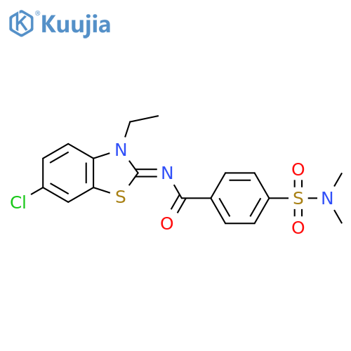N-(2Z)-6-chloro-3-ethyl-2,3-dihydro-1,3-benzothiazol-2-ylidene-4-(dimethylsulfamoyl)benzamide structure