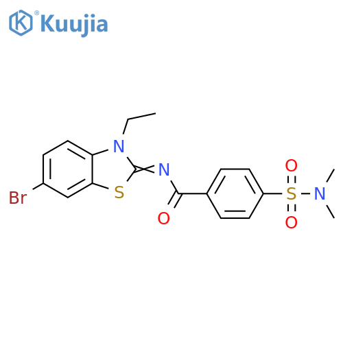 N-(2Z)-6-bromo-3-ethyl-2,3-dihydro-1,3-benzothiazol-2-ylidene-4-(dimethylsulfamoyl)benzamide structure