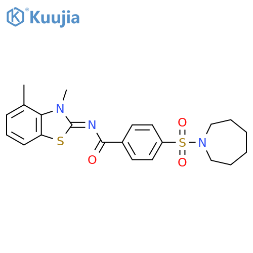 4-(azepane-1-sulfonyl)-N-(2E)-3,4-dimethyl-2,3-dihydro-1,3-benzothiazol-2-ylidenebenzamide structure