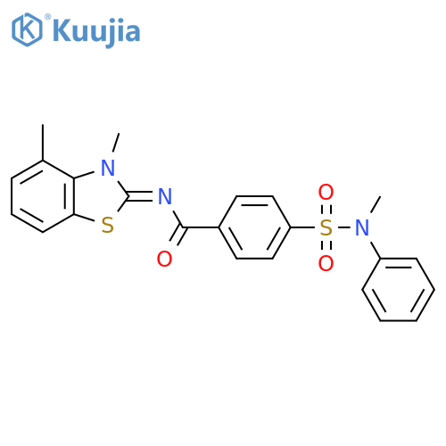 N-(2Z)-3,4-dimethyl-2,3-dihydro-1,3-benzothiazol-2-ylidene-4-methyl(phenyl)sulfamoylbenzamide structure