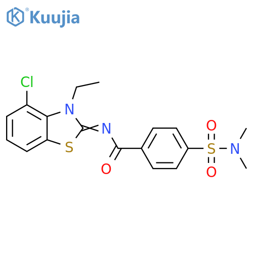 N-(2Z)-4-chloro-3-ethyl-2,3-dihydro-1,3-benzothiazol-2-ylidene-4-(dimethylsulfamoyl)benzamide structure