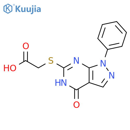 2-({4-oxo-1-phenyl-1H,4H,5H-pyrazolo3,4-dpyrimidin-6-yl}sulfanyl)acetic acid structure