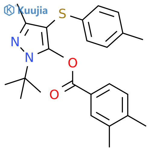 1-tert-butyl-3-methyl-4-(4-methylphenyl)sulfanyl-1H-pyrazol-5-yl 3,4-dimethylbenzoate structure