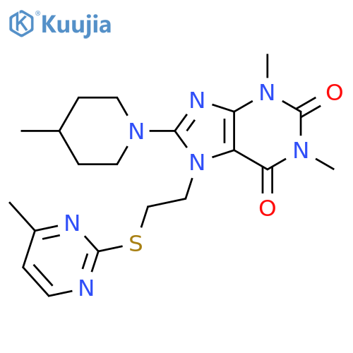 1,3-dimethyl-8-(4-methylpiperidin-1-yl)-7-{2-(4-methylpyrimidin-2-yl)sulfanylethyl}-2,3,6,7-tetrahydro-1H-purine-2,6-dione structure