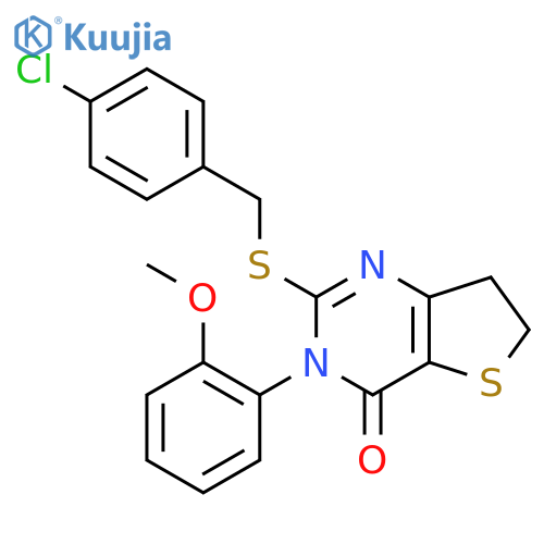 2-{(4-chlorophenyl)methylsulfanyl}-3-(2-methoxyphenyl)-3H,4H,6H,7H-thieno3,2-dpyrimidin-4-one structure