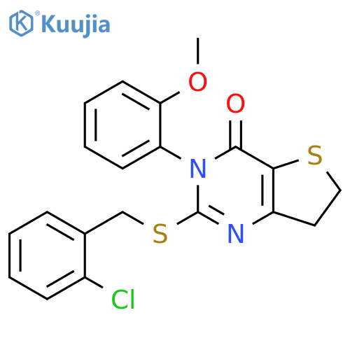 2-{(2-chlorophenyl)methylsulfanyl}-3-(2-methoxyphenyl)-3H,4H,6H,7H-thieno3,2-dpyrimidin-4-one structure