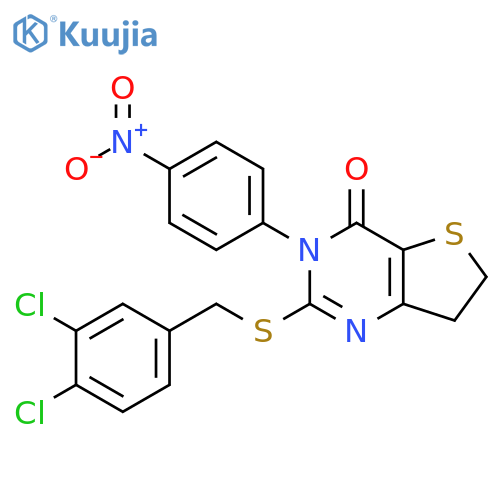 2-{(3,4-dichlorophenyl)methylsulfanyl}-3-(4-nitrophenyl)-3H,4H,6H,7H-thieno3,2-dpyrimidin-4-one structure