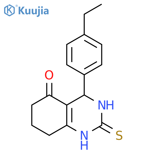 4-(4-ethylphenyl)-2-sulfanylidene-1,2,3,4,5,6,7,8-octahydroquinazolin-5-one structure