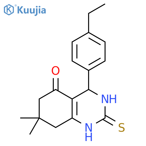 4-(4-ethylphenyl)-7,7-dimethyl-2-sulfanylidene-1,2,3,4,5,6,7,8-octahydroquinazolin-5-one structure