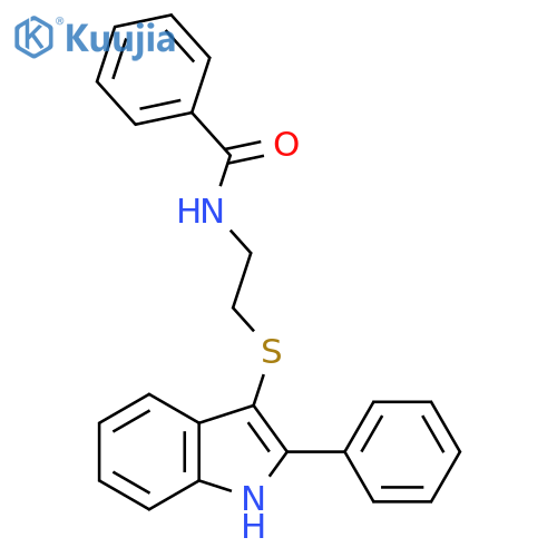 N-{2-(2-phenyl-1H-indol-3-yl)sulfanylethyl}benzamide structure