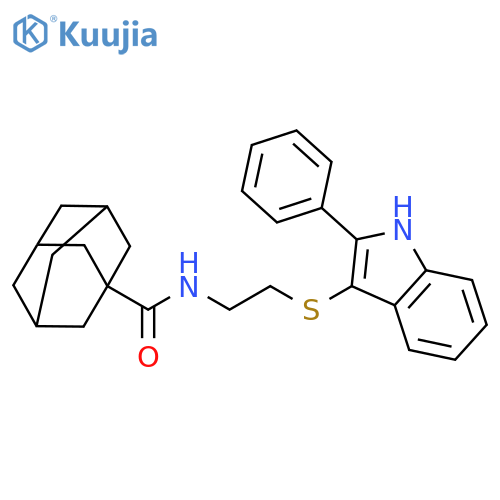 N-{2-(2-phenyl-1H-indol-3-yl)sulfanylethyl}adamantane-1-carboxamide structure