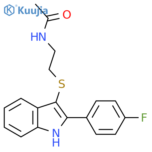 N-(2-{2-(4-fluorophenyl)-1H-indol-3-ylsulfanyl}ethyl)acetamide structure