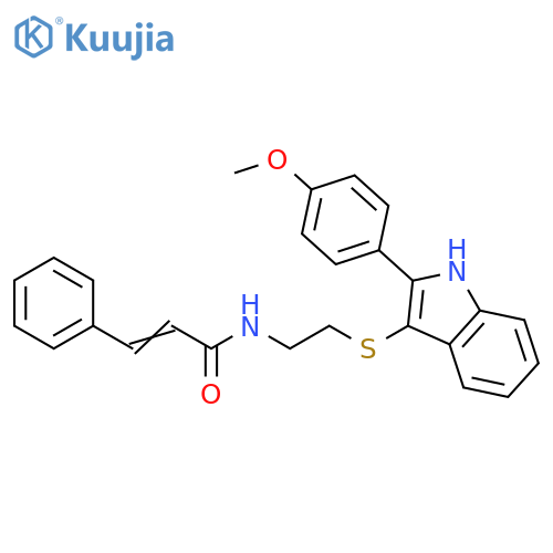 (2E)-N-(2-{2-(4-methoxyphenyl)-1H-indol-3-ylsulfanyl}ethyl)-3-phenylprop-2-enamide structure