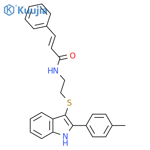 (2E)-N-(2-{2-(4-methylphenyl)-1H-indol-3-ylsulfanyl}ethyl)-3-phenylprop-2-enamide structure