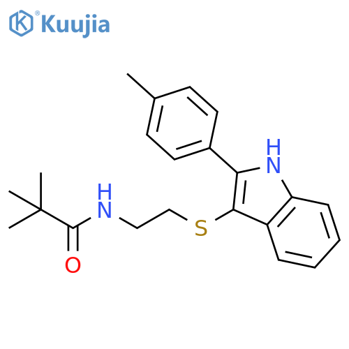 2,2-dimethyl-N-(2-{2-(4-methylphenyl)-1H-indol-3-ylsulfanyl}ethyl)propanamide structure