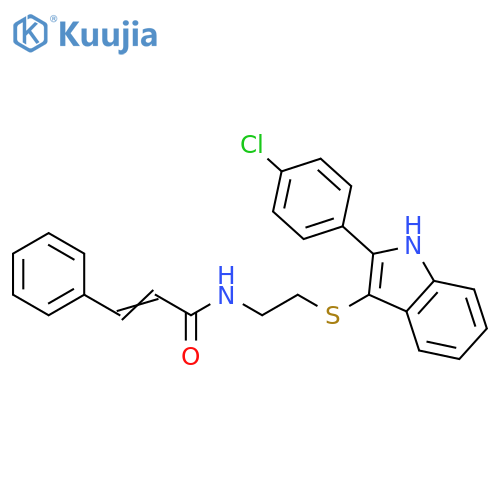 (2E)-N-(2-{2-(4-chlorophenyl)-1H-indol-3-ylsulfanyl}ethyl)-3-phenylprop-2-enamide structure