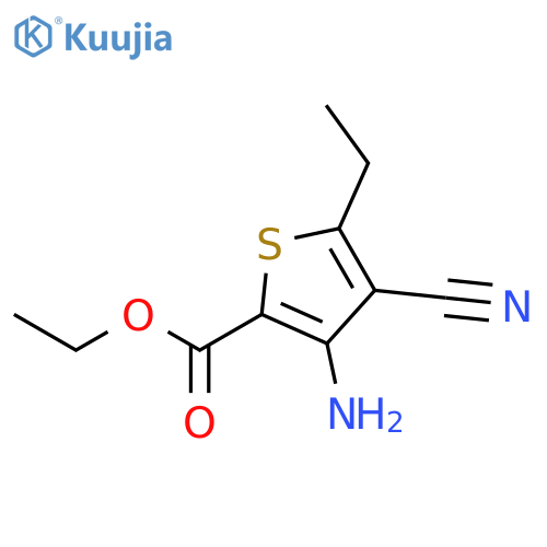 2-Thiophenecarboxylic acid, 3-amino-4-cyano-5-ethyl-, ethyl ester structure
