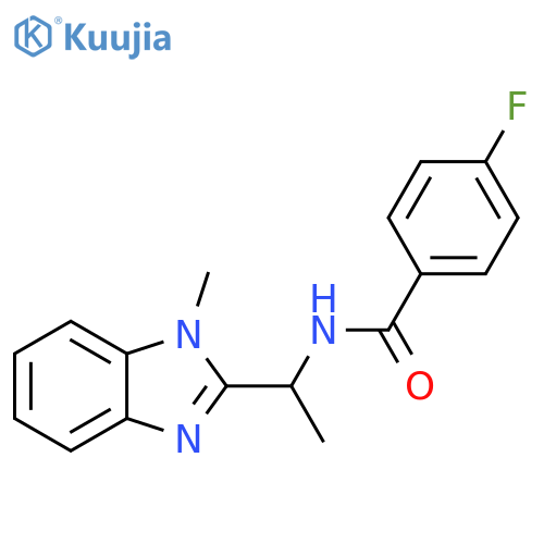4-fluoro-N-1-(1-methyl-1H-1,3-benzodiazol-2-yl)ethylbenzamide structure