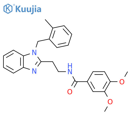 3,4-dimethoxy-N-(2-{1-[(2-methylphenyl)methyl]-1H-1,3-benzodiazol-2-yl}ethyl)benzamide structure