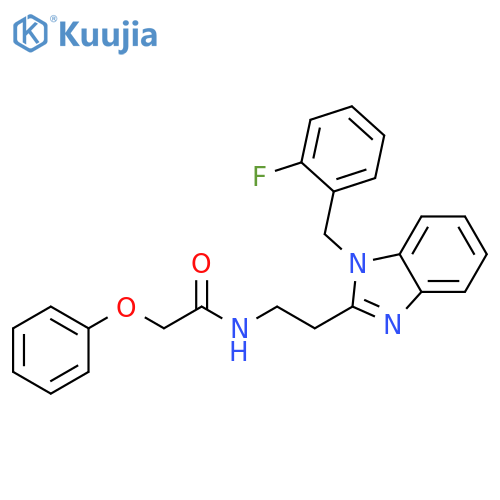 N-(2-{1-(2-fluorophenyl)methyl-1H-1,3-benzodiazol-2-yl}ethyl)-2-phenoxyacetamide structure