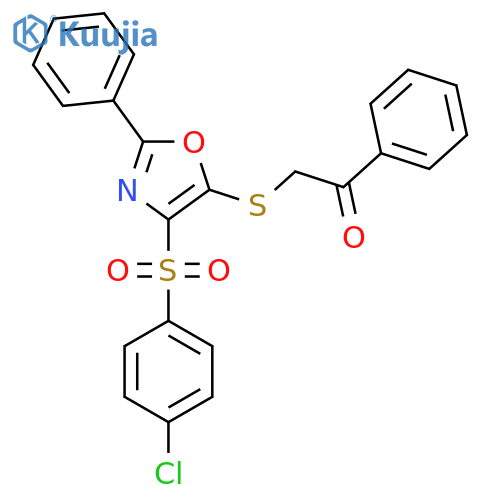 2-{4-(4-chlorobenzenesulfonyl)-2-phenyl-1,3-oxazol-5-ylsulfanyl}-1-phenylethan-1-one structure