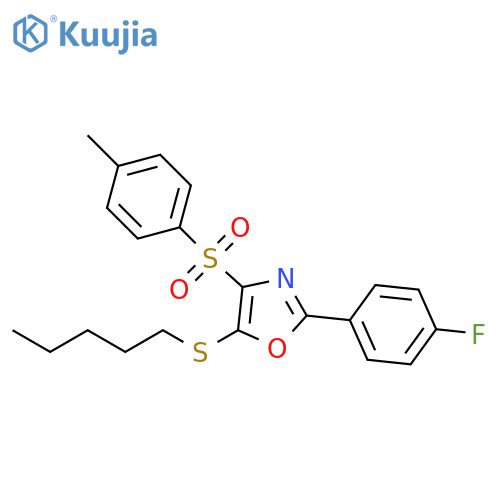 2-(4-fluorophenyl)-4-(4-methylbenzenesulfonyl)-5-(pentylsulfanyl)-1,3-oxazole structure