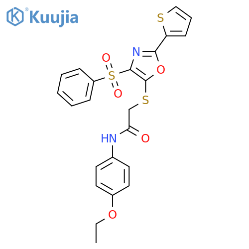 2-{4-(benzenesulfonyl)-2-(thiophen-2-yl)-1,3-oxazol-5-ylsulfanyl}-N-(4-ethoxyphenyl)acetamide structure
