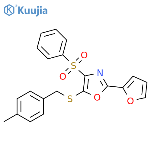 4-(benzenesulfonyl)-2-(furan-2-yl)-5-{(4-methylphenyl)methylsulfanyl}-1,3-oxazole structure