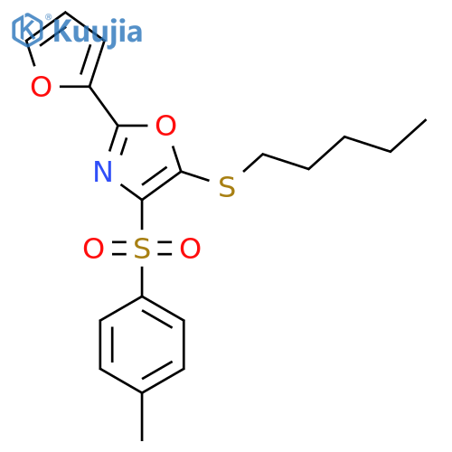 2-(furan-2-yl)-4-(4-methylbenzenesulfonyl)-5-(pentylsulfanyl)-1,3-oxazole structure