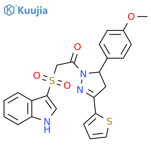 2-(1H-indole-3-sulfonyl)-1-5-(4-methoxyphenyl)-3-(thiophen-2-yl)-4,5-dihydro-1H-pyrazol-1-ylethan-1-one structure