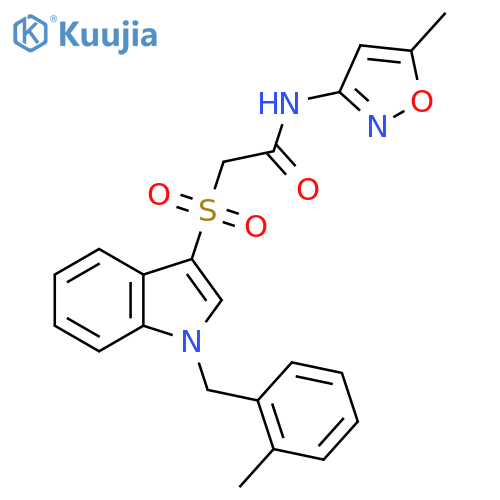 N-(5-methyl-1,2-oxazol-3-yl)-2-({1-(2-methylphenyl)methyl-1H-indol-3-yl}sulfonyl)acetamide structure