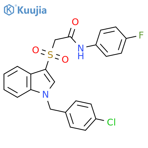 2-({1-(4-chlorophenyl)methyl-1H-indol-3-yl}sulfonyl)-N-(4-fluorophenyl)acetamide structure