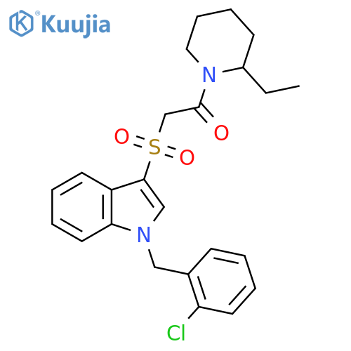 2-({1-(2-chlorophenyl)methyl-1H-indol-3-yl}sulfonyl)-1-(2-ethylpiperidin-1-yl)ethan-1-one structure