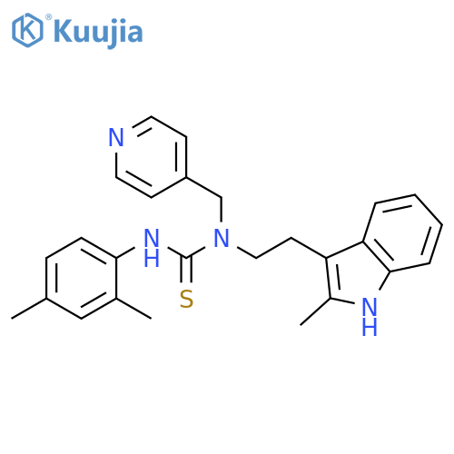 3-(2,4-dimethylphenyl)-1-2-(2-methyl-1H-indol-3-yl)ethyl-1-(pyridin-4-yl)methylthiourea structure
