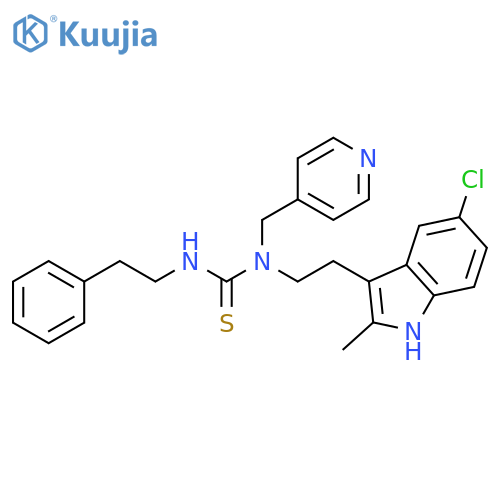 3-[2-(5-chloro-2-methyl-1H-indol-3-yl)ethyl]-1-(2-phenylethyl)-3-[(pyridin-4-yl)methyl]thiourea structure